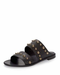 Lanvin Studded Leather Two Band Mule Black