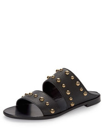 Lanvin Studded Leather Two Band Mule Black