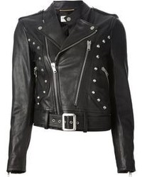 Black Studded Leather Outerwear