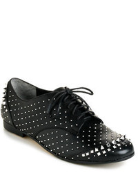 Black Studded Leather Oxford Shoes