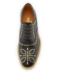 Valentino Studded Leather Oxford Black