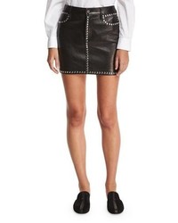 Frame Studded Leather Short Pencil Skirt