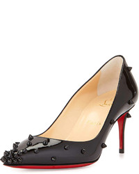 Christian Louboutin Degraspike Studded Leather Red Sole Pump Black