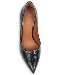 Givenchy Elegant Studded Croc Embossed Leather Point Toe Pumps