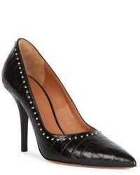 Givenchy Elegant Studded Croc Embossed Leather Point Toe Pumps