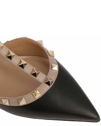 Valentino Garavani Pumps Rockstud Ankle Strap In Real Bicolor Smooth Leather With Micro Metal Studs