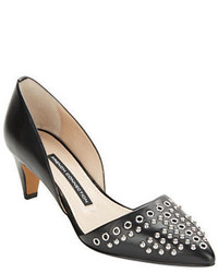 French Connection Kodee Leather Studded Dorsay Heels