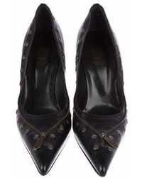 Versace Leather Pointed Toe Pumps