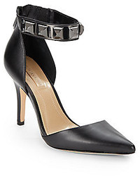BCBGMAXAZRIA Peter Studded Strap Leather Pumps
