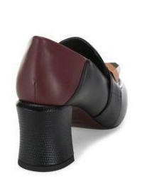 Fendi Rainbow Studded Leather Block Heel Loafer Pumps
