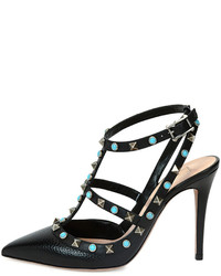 Valentino Rockstud Cabochon Leather Pump Black