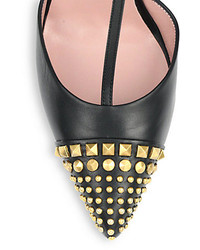 Gucci Studded Leather T Strap Pumps