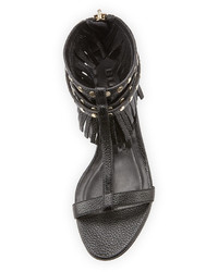 Burberry Abercorn Studded Fringe Sandal Black
