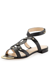 Pour La Victoire Kassia Golden Studded Casual Sandals Black