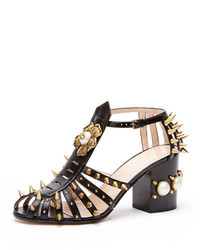 Gucci Kendall Leather Studded Sandal Black