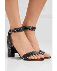 Tabitha Simmons Leticia Studded Perforated Leather Sandals Black