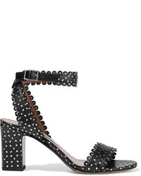 Tabitha Simmons Leticia Studded Perforated Leather Sandals Black