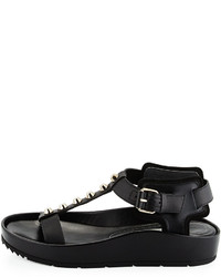 Balenciaga Studded Flat Leather Sandal Noir