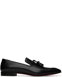 Black Studded Leather Tassel Loafers