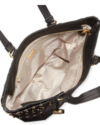 Badgley Mischka Adele Large Leather Tote Bag Black