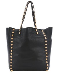 Valentino Black Leather Gryphon Studded Top Handle Tote