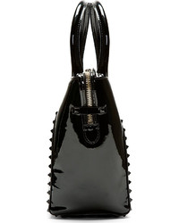 Valentino Black Patent Leather Studded Trapeze Tote