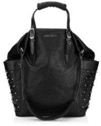 Jimmy Choo Blare Black Leather Tote Bag With Gunmetal Studs