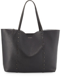 Furla Elle Rock Medium Studded Leather Tote Bag Onyx