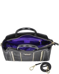 Versace Jeans Black Eco Leather Small Tote Wstuds And Chains