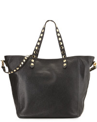 Isabella Fiore Martillado Studded Leather Tote Bag Black