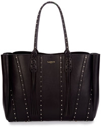 Lanvin Medium Studded Leather Tote Bag W Fringe Black
