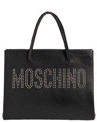 Moschino Logo Studded Leather Tote Bag