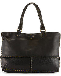 Linea Pelle Nico Studded Leather East West Tote Bag Black