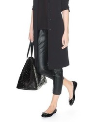 Jimmy Choo Sara L Black Leather Tote Bag With Gunmetal Studs