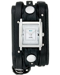 La Mer Collections Lmsw1000 Black Silver Stud Analog Display Quartz Black Watch