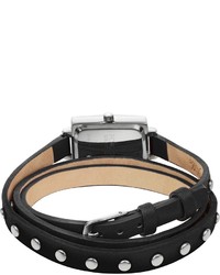 Forzieri Nina Black Leather Wrap Bracelet Watch