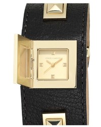 Vince Camuto Pyramid Case Leather Strap Watch 26mm