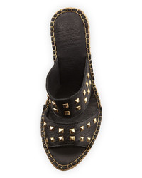 Andre Assous Bally Studded Leather Wedge Sandal Black