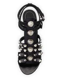 Balenciaga Studded Caged Wedge Sandal Noirsilver