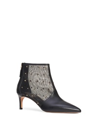 Black Studded Mesh Ankle Boots