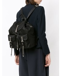 Prada Black Stud Embellished Nylon Backpack