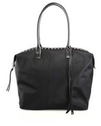 Black Studded Nylon Tote Bag