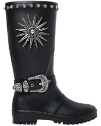 Black Studded Rubber Boots