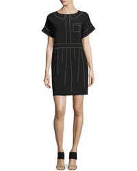 Moschino Boutique Short Sleeve Studded Crepe Shift Dress