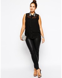 AX Paris Plus Size Sleeveless Blouse With Embellished Collar