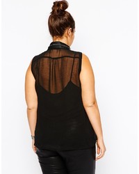 AX Paris Plus Size Sleeveless Blouse With Embellished Collar