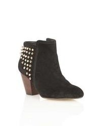 Black Studded Suede Ankle Boots