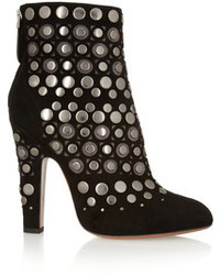 Alaia Alaa Studded Cutout Suede Ankle Boots