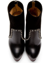 Charlotte Olympia Black Suede Leather Studded Platform Valerie Boots