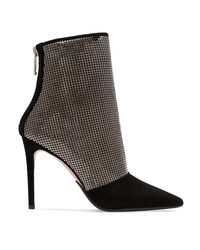 Balmain Chainmail Embellished Suede Ankle Boots